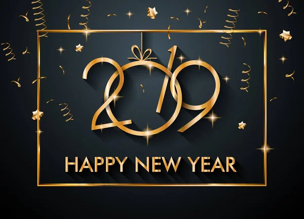 2019 Frohes Neues Jahr Hintergrund Für Ihre Saisonalen Flyer Und — Stockvektor
