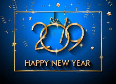 2019 mutlu yeni yıl arka plan mevsimlik el ilanları ve tebrik kartı veya Noel temalı davetler için