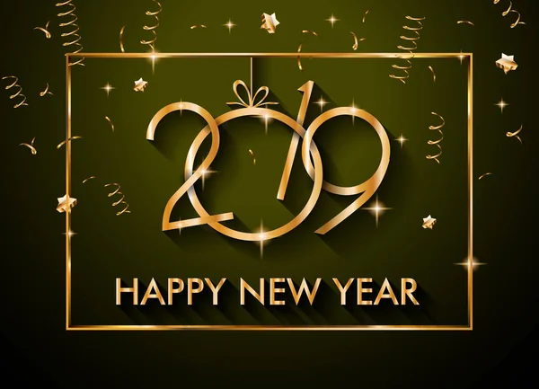 Antecedentes Feliz Año Nuevo 2019 Para Sus Folletos Temporada Invitaciones — Vector de stock