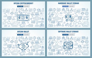 Cryptocurrency konsept elle çizilmiş doodle tasarımı