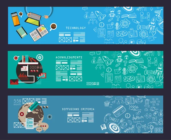 Бизнес Баннер Командной Работы Брейншторма Стиле Плоский Много Элементов Дизайна — стоковый вектор