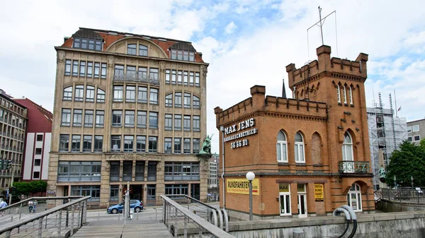 Op de straten en de grachten van de oude Hamburg — Stockfoto
