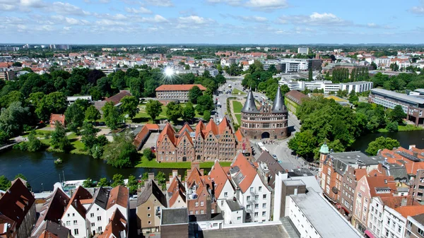 Lbeck with the height of the bell tower — Stock Photo, Image