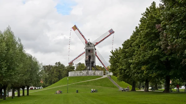 Brugge Belgium September 2014 Windmill Sint Janshuis Mill — Zdjęcie stockowe