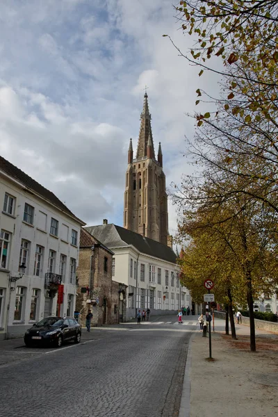 Брюгге Бельгия Сентября 2014 Церковь Пресвятой Богородицы — стоковое фото