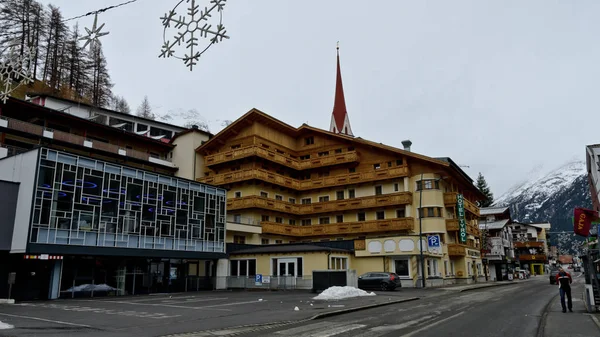 Soelden Oostenrijk November 2019 Dorfstraat — Stockfoto