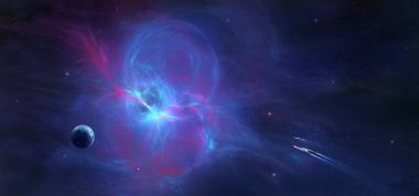 Uzay sahne. Mavi-mor Bulutsusu. NASA tarafından döşenmiş öğeleri