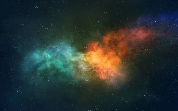 Space scene. Cyan and orange nebula on dark background. Elements — Stock Photo, Image