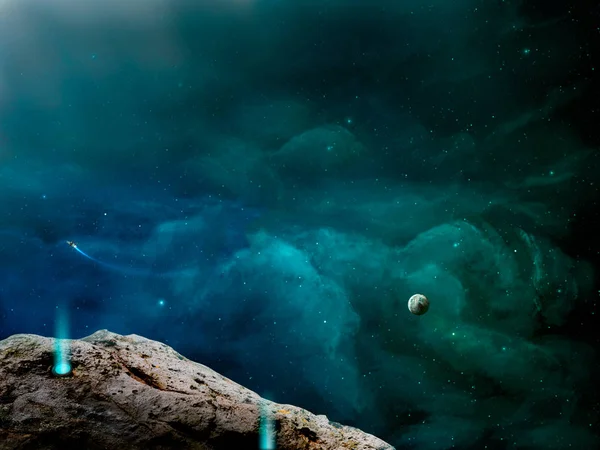 蓝色的绿色空间，石头。由美国国家航空航天局提供的元素 — 图库照片