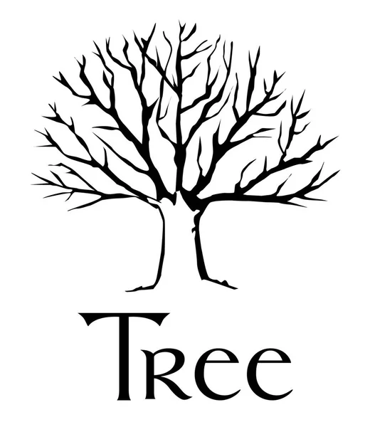 Simplemente el logotipo del árbol. Árbol de silueta negro con texto . — Archivo Imágenes Vectoriales