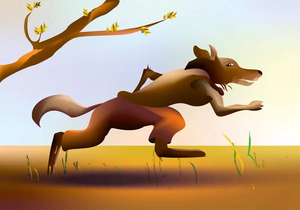 Colorful cartoon running wolf — Stock Vector