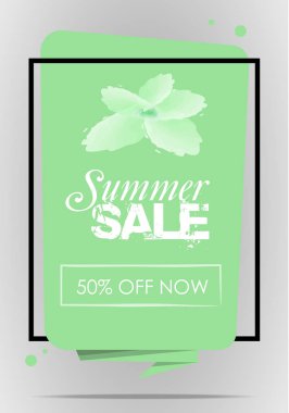 Yaz satış illüstrasyon çerçeve ve yeşil renkte çiçek ile