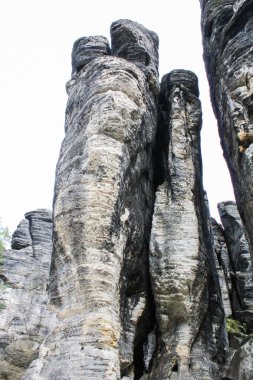 Rock dağda Tisa, beyaz arka plan üzerinde büyük taş. Çek arazi