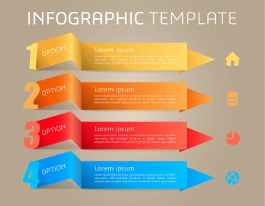 Modern renkli infographics seçenekleri şablon vektör kurdele ile