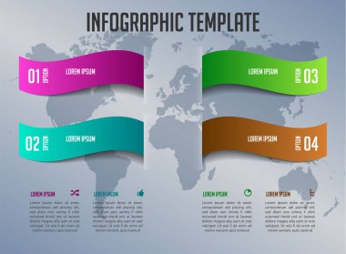 Modern renkli infographics seçenekleri şablon vektör kurdele ile
