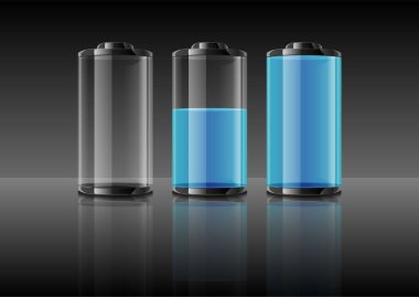 Mavi pil vektör çizim degrade gri arka plan üzerinde