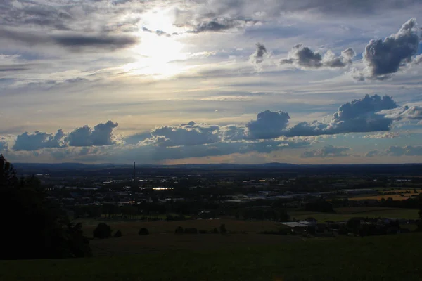 Vista panorâmica na cidade Ceske Budejovice com céu — Fotografia de Stock