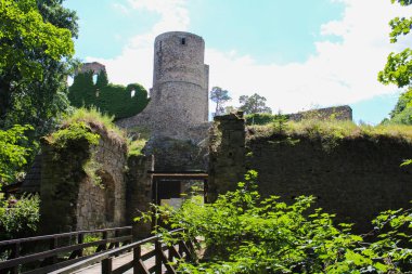 Eski kale kule ve yeşil bush ile Helfenburk yok eder. Çek lan