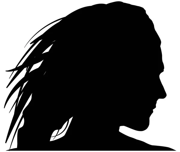 Donna nera silhoutte vettoriale illustrazione su sfondo bianco — Vettoriale Stock