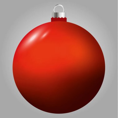 Gri arka plan üzerinde izole kırmızı vektör Noel top