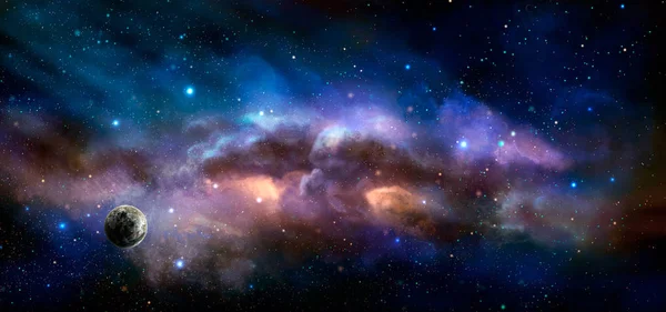 Scena spaziale. Nebulosa colorata con pianeta. Elementi forniti da — Foto Stock