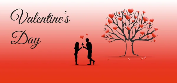 Valentine dia vetor ilustração fundo com silhueta e — Vetor de Stock