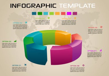 Modern renkli infographics seçenekleri şablon vektör 3d dia ile