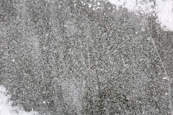 Ice tekstury z bąbelkami z śniegu w rogu — Zdjęcie stockowe