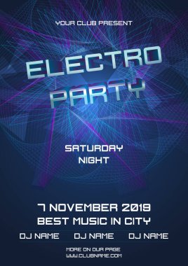 Parti elektro gece renkli uçucu şablonu soyut