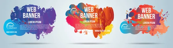 Set di banner web spruzzi colorati vettoriali su sfondo sfumato — Vettoriale Stock