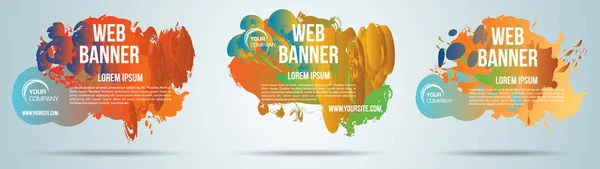 Set di banner web colorato splash vettoriale su sfondo sfumato — Vettoriale Stock