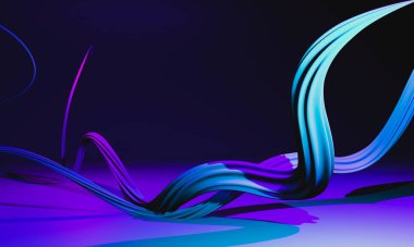 Soyut renkli sıvı, Cyan ve Violet B üzerinde fırça darbesi izi.