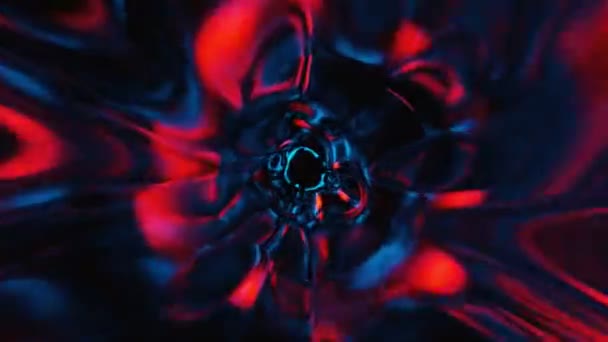 Абстрактный Цветной Туннель Синими Красными Линиями Будущее Скорость Концепция Больших — стоковое видео