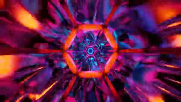 Abstracte kleurrijke neon Vj tunnel. Toekomst, snelheid, big data backgr — Stockvideo