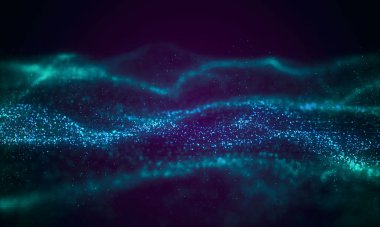 Cyan ve menekşe rengi soyut dijital çember parçacığı