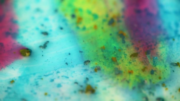 具有小纹理的彩色流文摘 水彩画混合在一起 — 图库视频影像