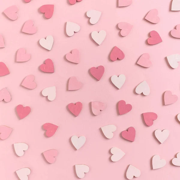 Pattern made of pink pastel hearts