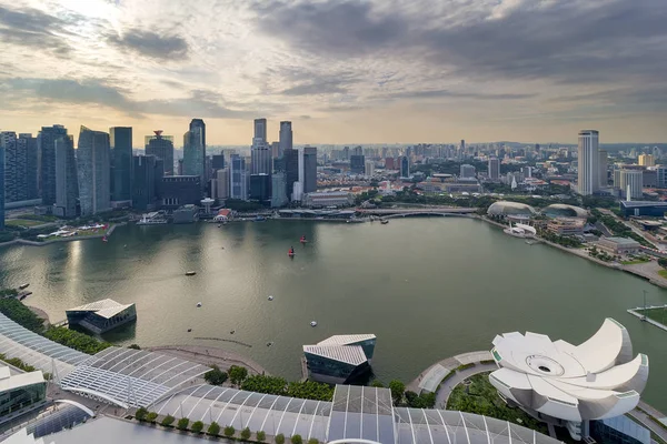 Singapore marina bay Stadtbild Luftaufnahme — Stockfoto