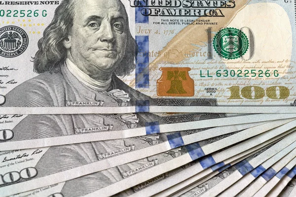 Vereinigte staaten usd 100 note closeup — Stockfoto