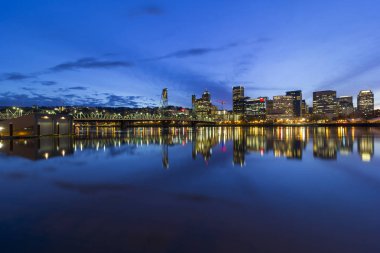 Portland City Downtown Cityscape Blue Hour clipart