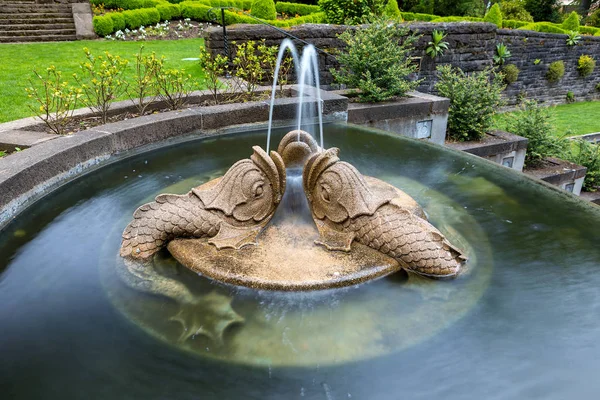 Fontaine d'eau Renaissance Dolphins Trio Sculpture — Photo