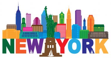 New York Skyline metin rengi vektör çizim