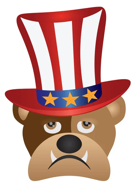English Bulldog with 4th of July Hat vector Illustration — Stock Vector