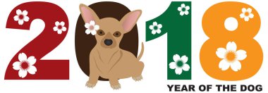 2018 Çin yeni yıl Chihuahua köpek vektör çizim