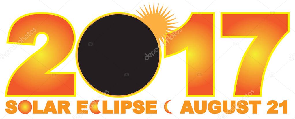 2017 Solar Eclipse Numeral Text vector Illustration
