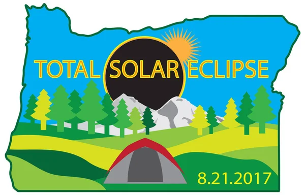 2017 总太阳能 Eclipse 野营旅行地图矢量图 — 图库矢量图片