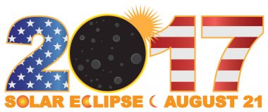 2017 toplam güneş tutulması üzerine ABD rakamı vektör çizim