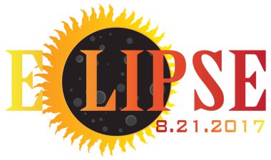 2017 güneş tutulması metin tasarlamak vektör çizim