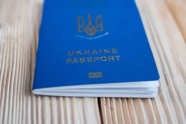 Ukraiński Paszport Biometryczny Szary Tło Zbliżenie — Zdjęcie stockowe