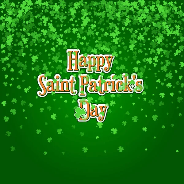 Saint Patricks Day background with raining green clover — Stock Vector